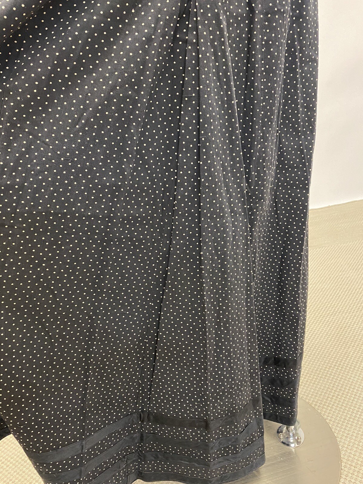 Antique Edwardian Victorian Cotton Maxi Skirt Black White Polka Dots Wearable