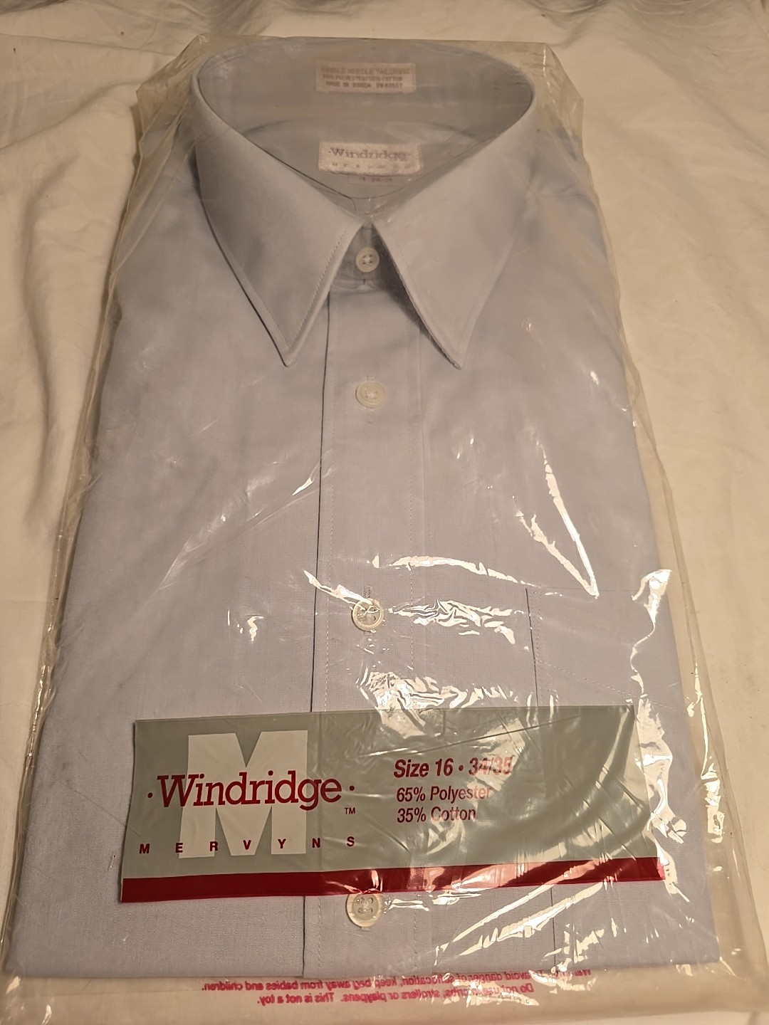 Vintage Mervyns Men’s Dress Long Sleeve Shirt Sealed Package Windridge