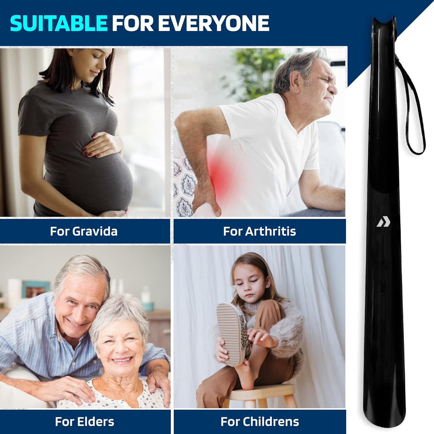 Shoe Horn Long Handle for Seniors – 16.5″ Straight & Sturdy Long Shoe Horn for M