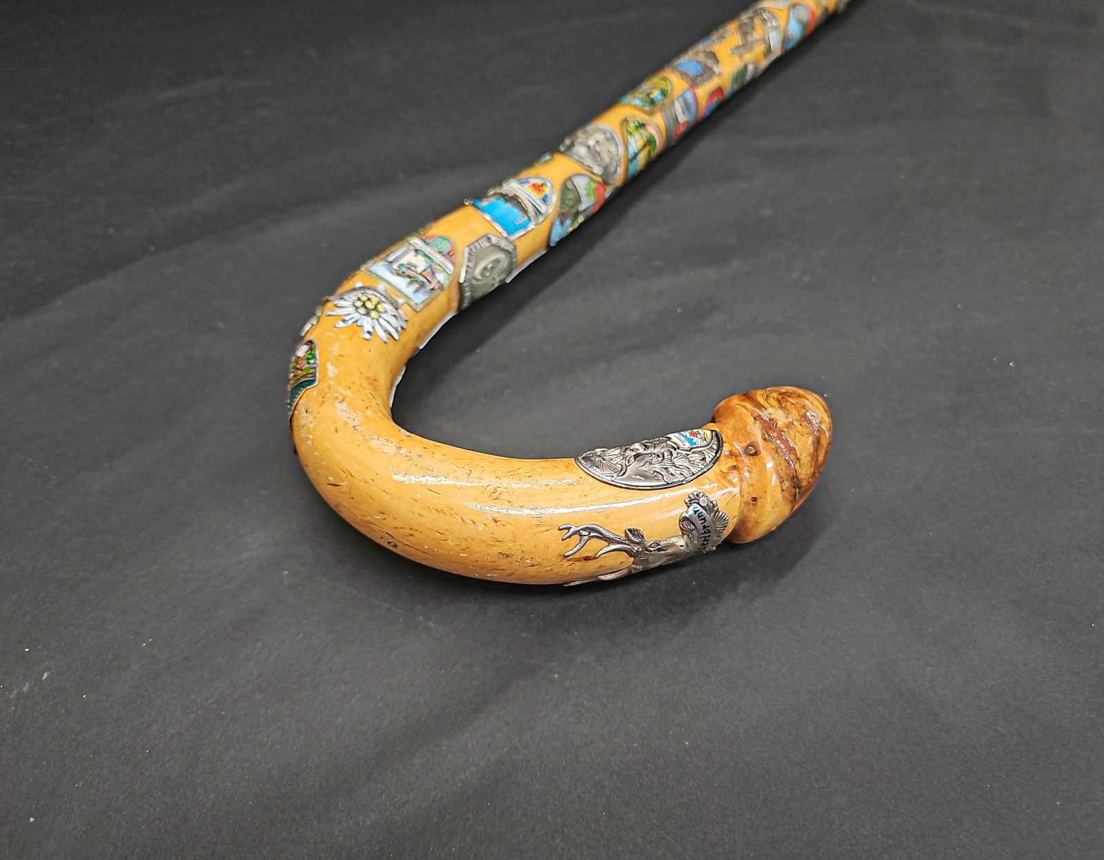 Vintage Unusual Walking Stick 44 x badge