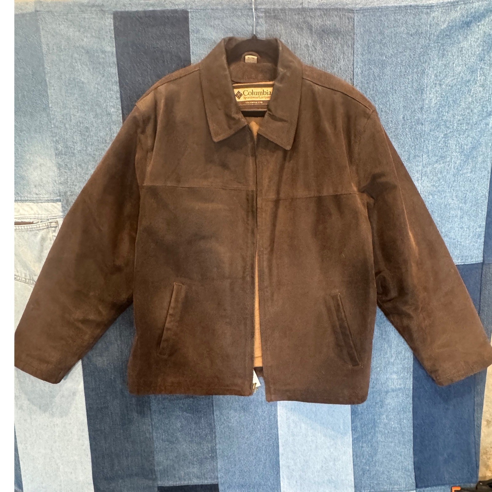 Vintage Columbia Sportswear Brown Leather Jacket Mens XL 1990s 2000s Full Zip