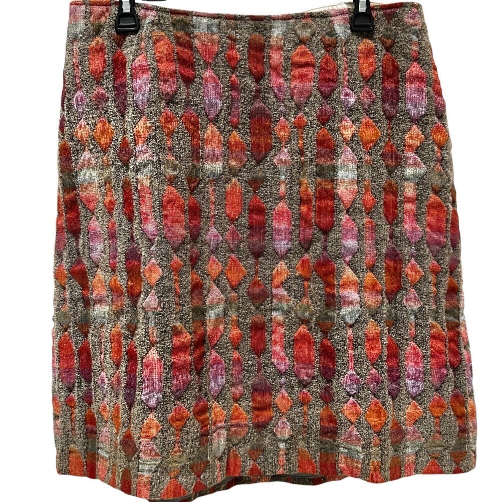 Vtg 60s Handmade Tapestry Skirt MCM Mod Atomic Diamond Brocade Pink Lining Large