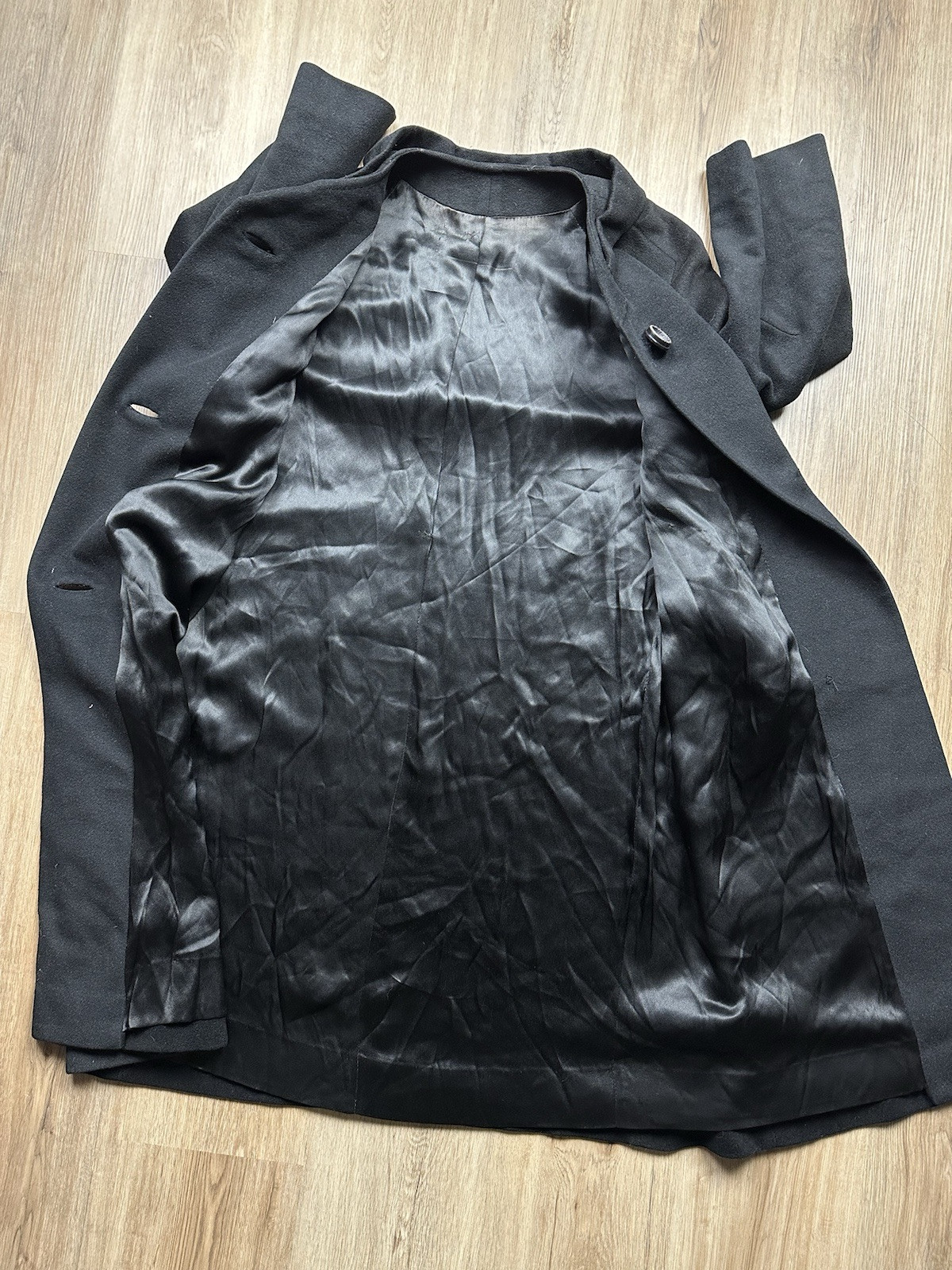 50s VINTAGE Tailored Union Made Black Long Pea Coat Size Medium Bespoke Women