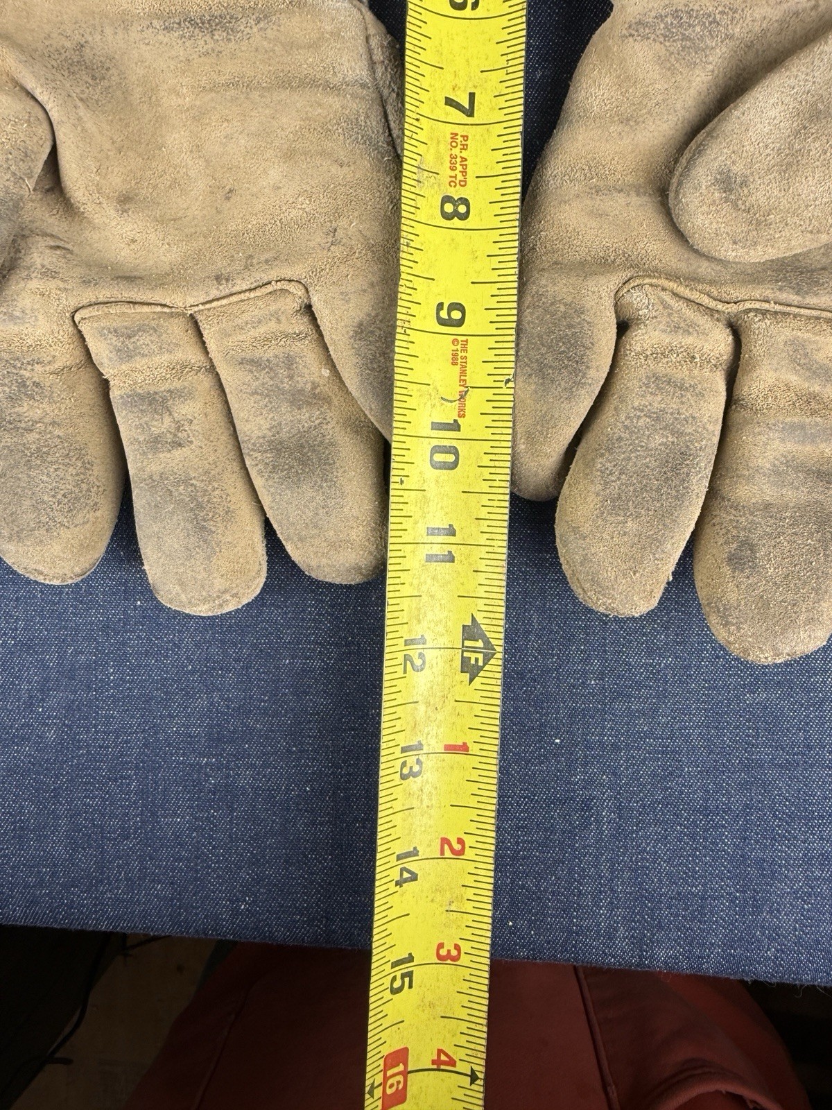 Vintage Workwear Gloves Good Luck Bomber Union Made Leather Canvas Large 50s