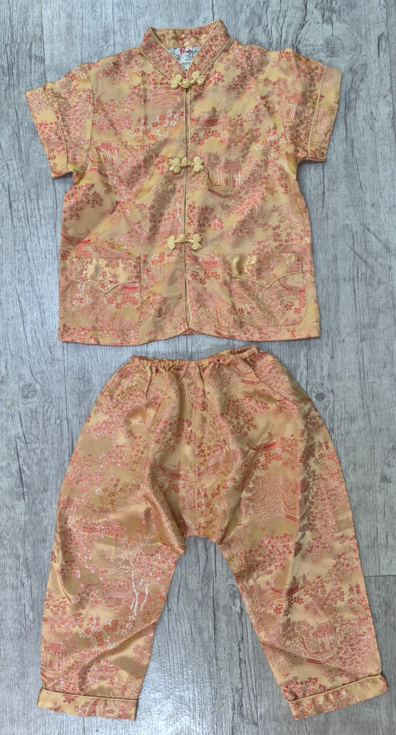 NWOT Vtg Feliz Squirrel 2 Piece Chinese Satin Jacquard Top & Pant Toddler Size 2