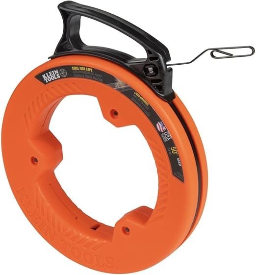 Klein Tools 56331 50-Foot Electrical Fish Tape, Steel Wire Puller with Double