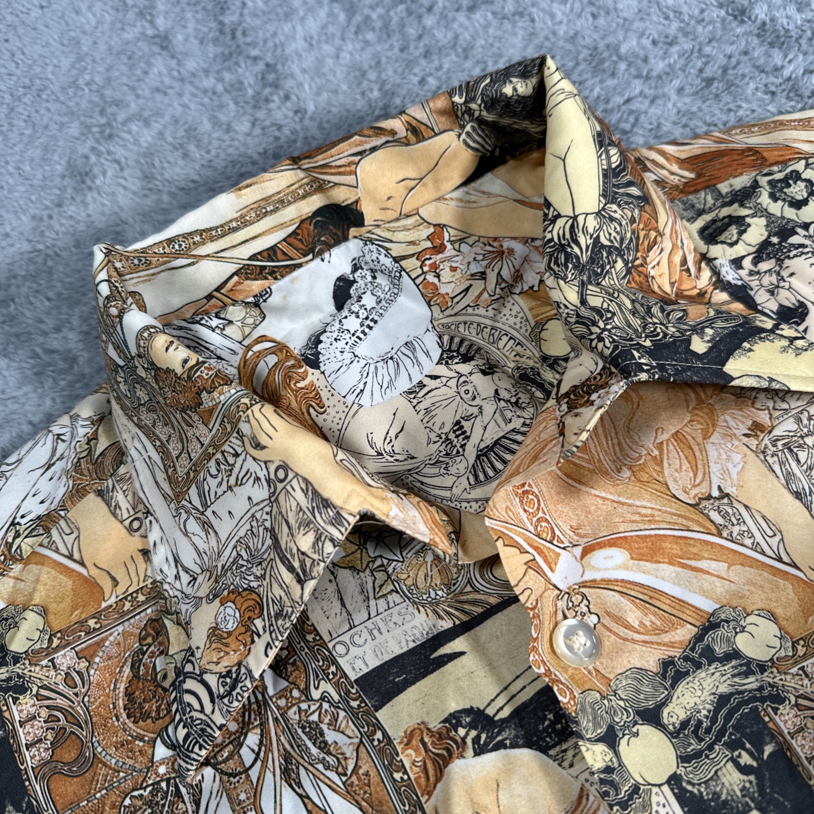 VTG 60s GODDESS Shirt ALPHONSE MUCHA ART NOUVEAU HIPPIE Boho Psychedelic MoD XL