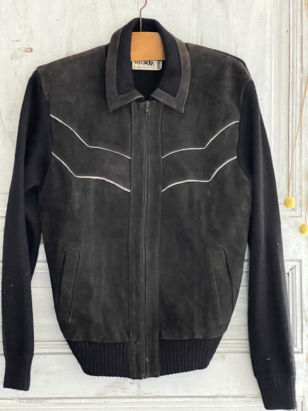 Vintage French black SUEDE JACKET c1950
