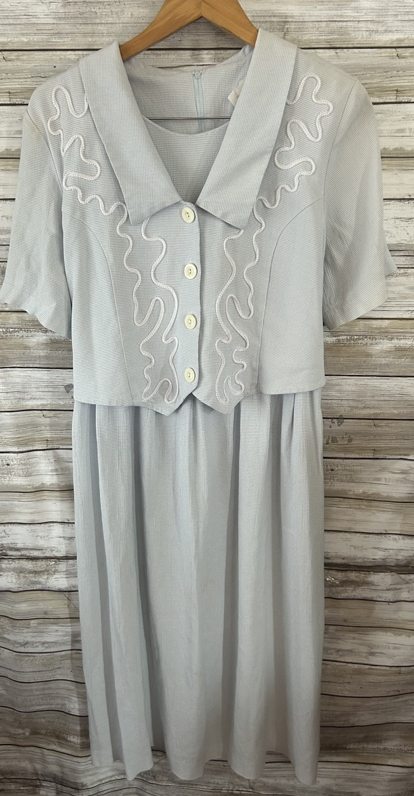 Vintage Modest Dress Size 14 XL 18.5 With Shoulder Pads Gingham Church Dress u