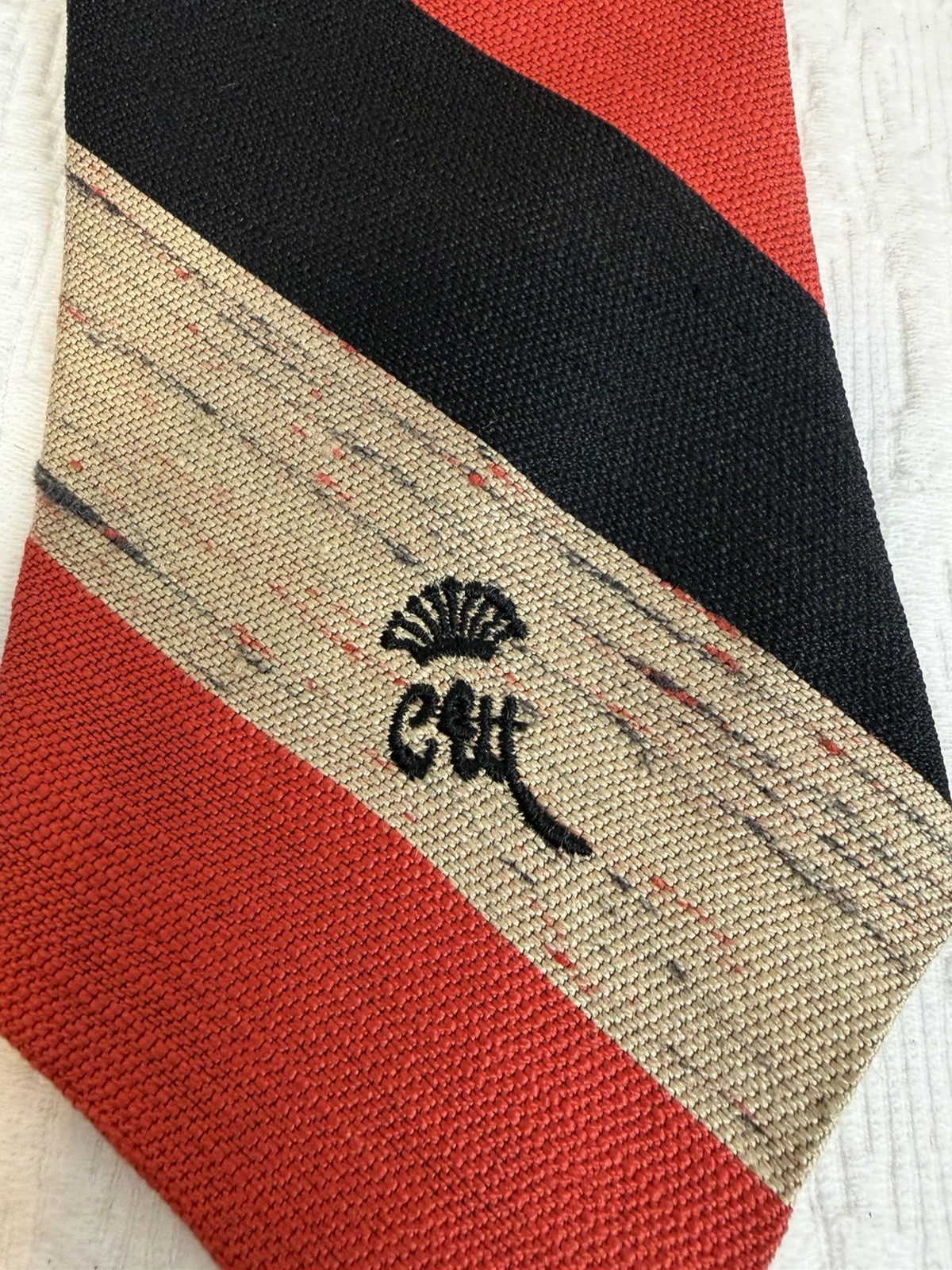 Neck Tie Vintage Countess Mara 60s Striped Red Navy combo CM Logo