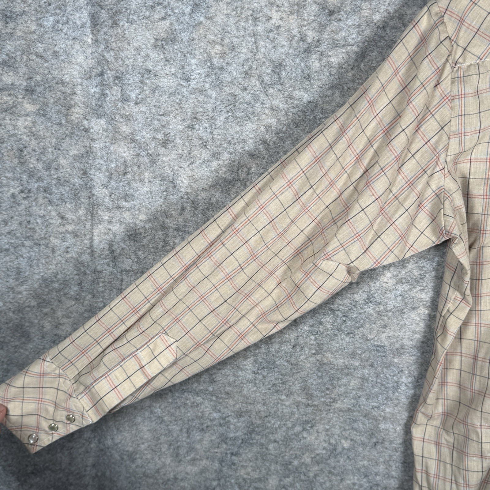 Vintage Silver Spur Pearl Snap Plaid Western Shirt Mens Size S 14 1/2 -33 Tan