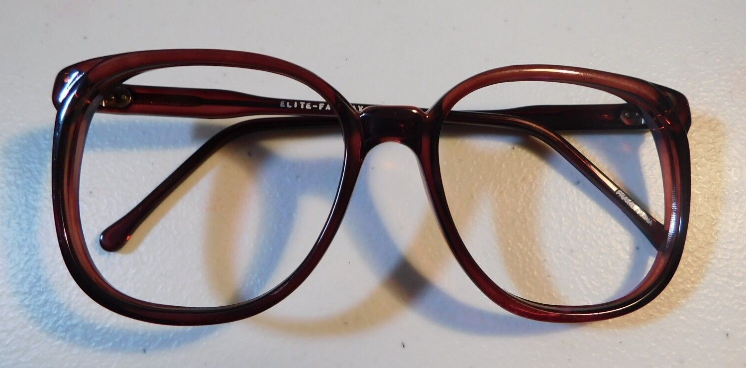 Vintage ELITE OPTICAL Fairway Burgundy 54/20 Eyeglass Frame New Old Stock #E5