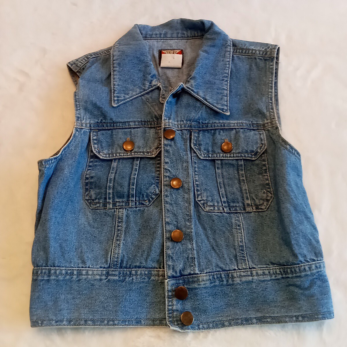 Jean Jacket Vest M Authentic Real Ellemenno Vintage 1980s Denim Vest-size Medium