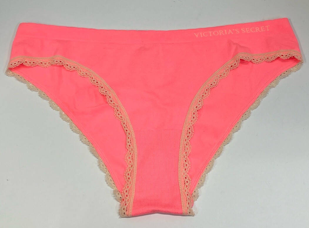 Victoria’s Secret VTG 2013 Seamless Ruffle Coral Pink Cheekini Bikini Panty Sz L