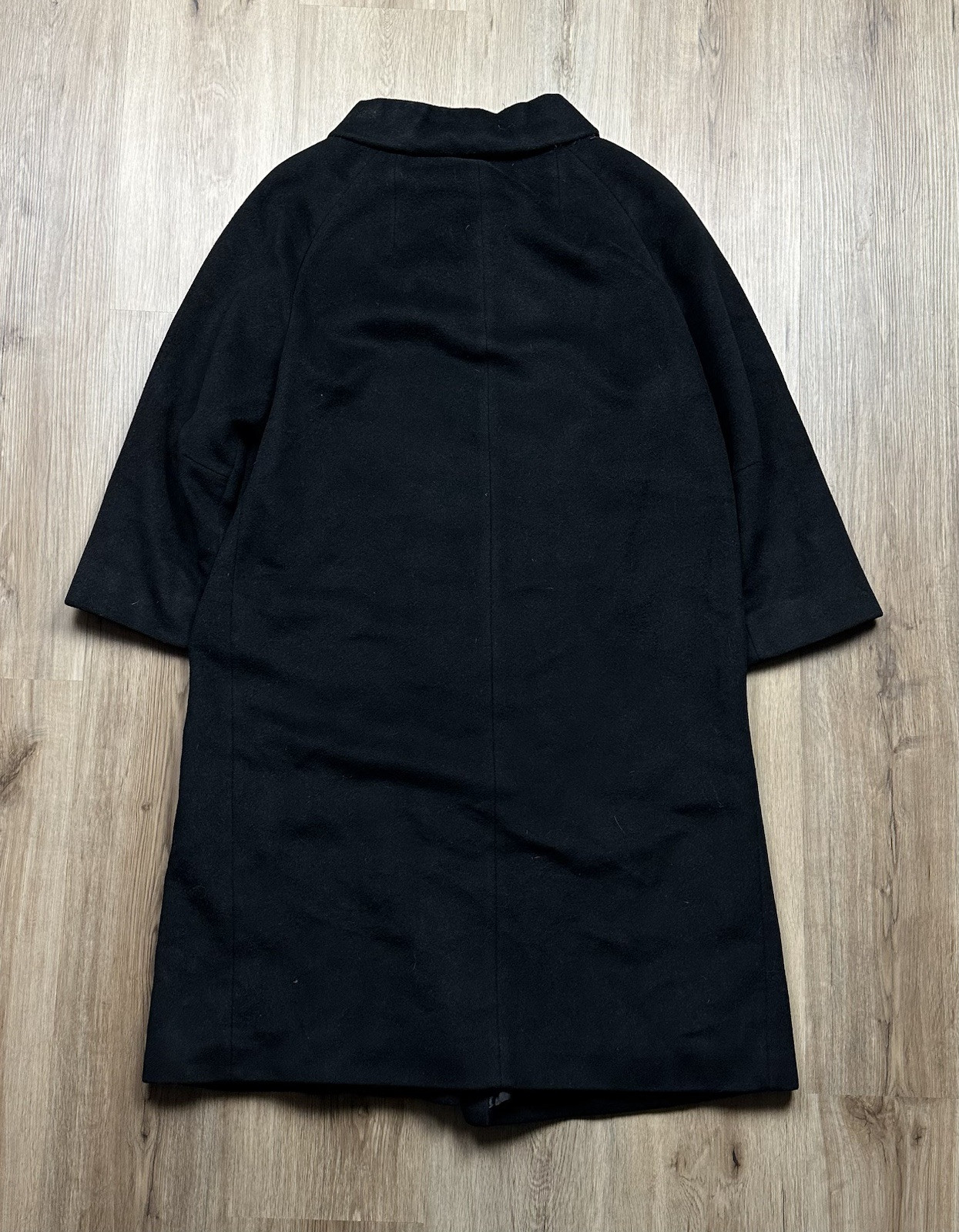 50s VINTAGE Tailored Union Made Black Long Pea Coat Size Medium Bespoke Women