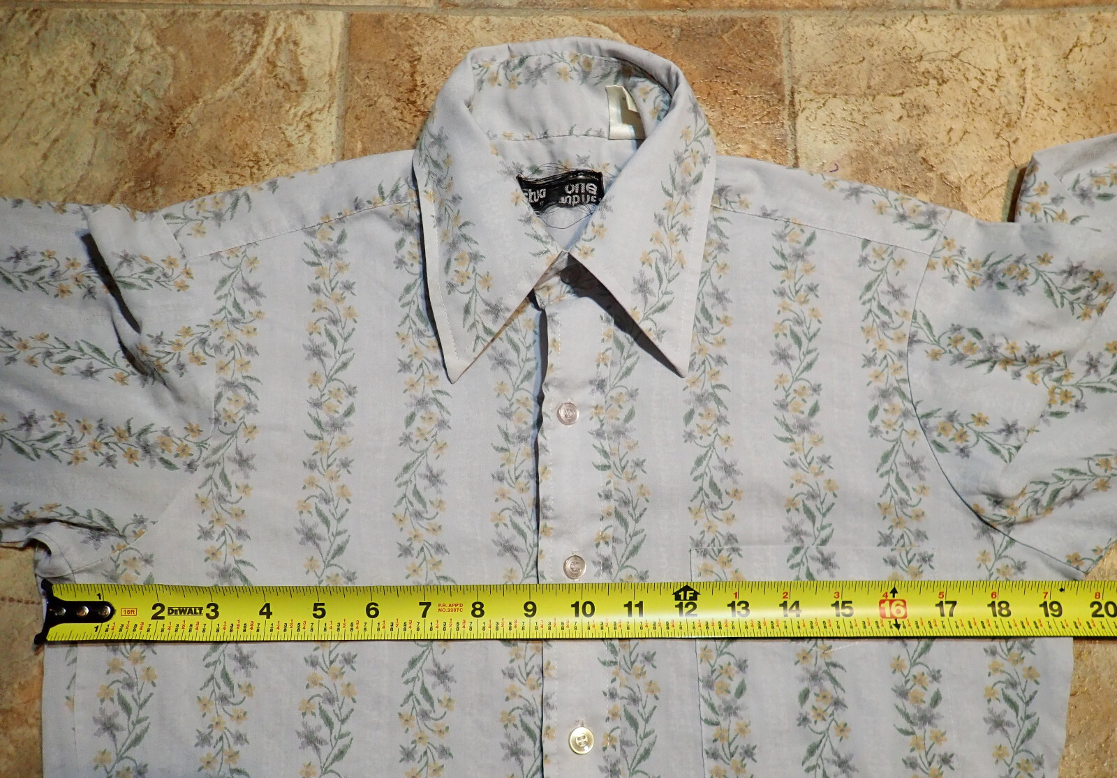 Vintage Studio One by Campus Floral Print Stripe 70s Disco Shirt Mens S Dagger