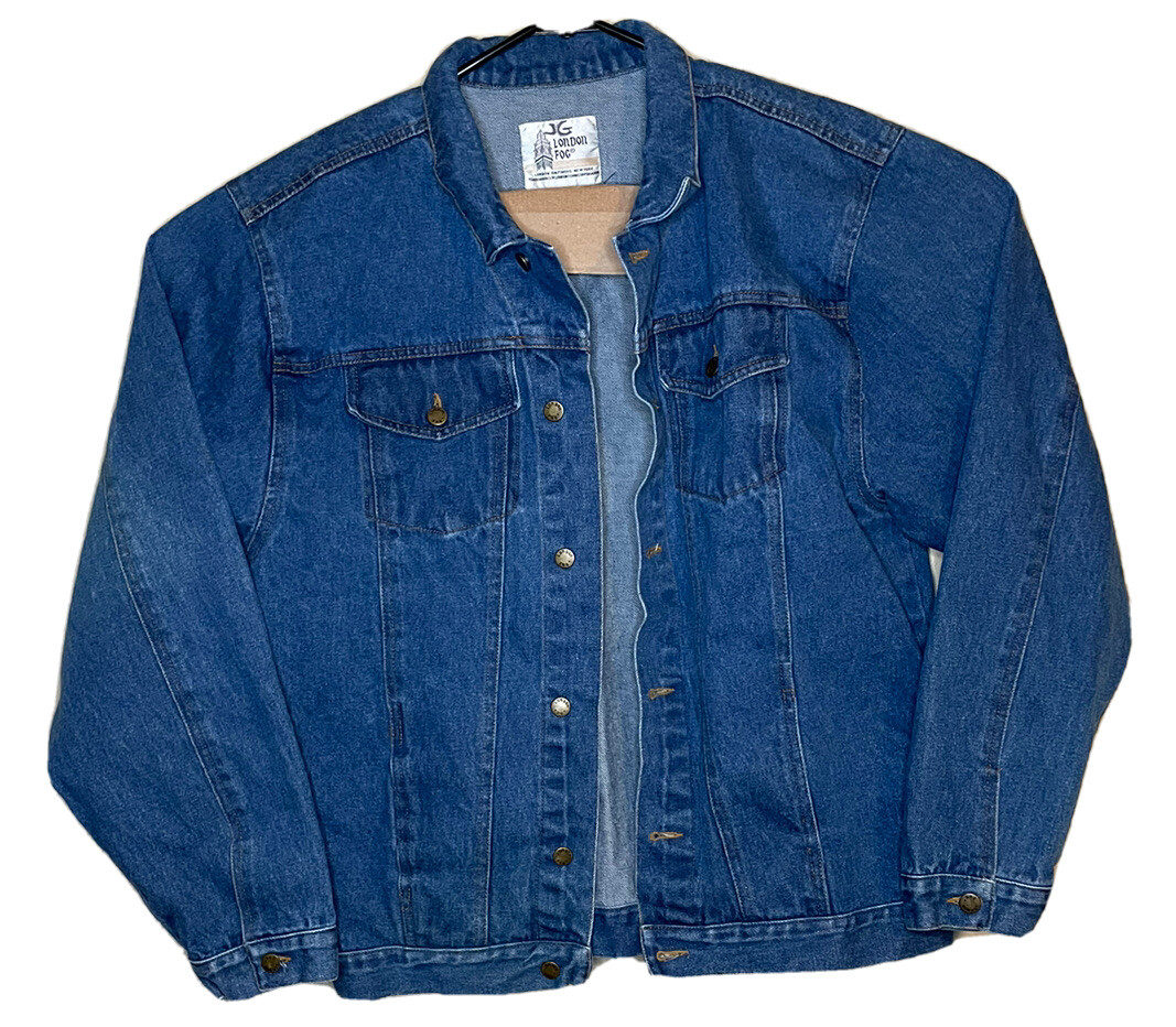 Vintage 90s London Fog Denim Jean Jacket Sz 18/20 Blue Button Up Pockets