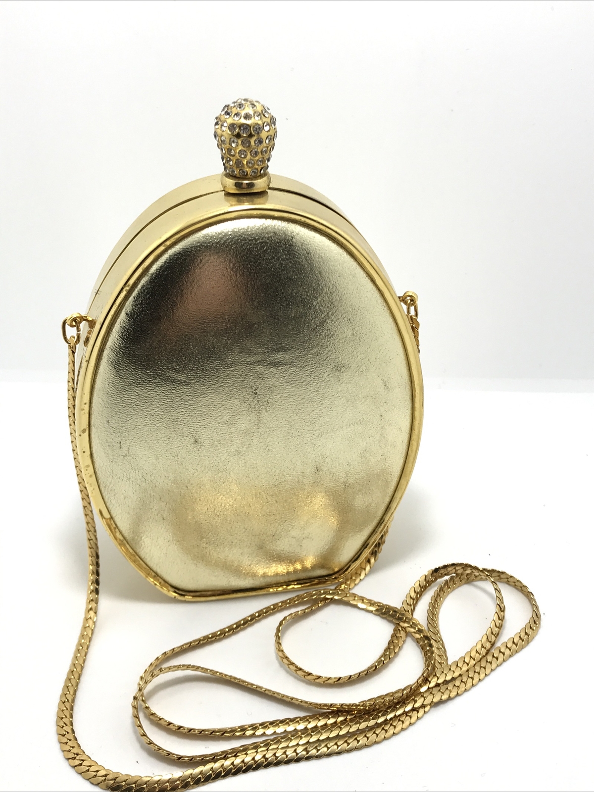 Vintage Inge Christopher Leather & Crystal Chain Shoulder Bag -Clutch Purse
