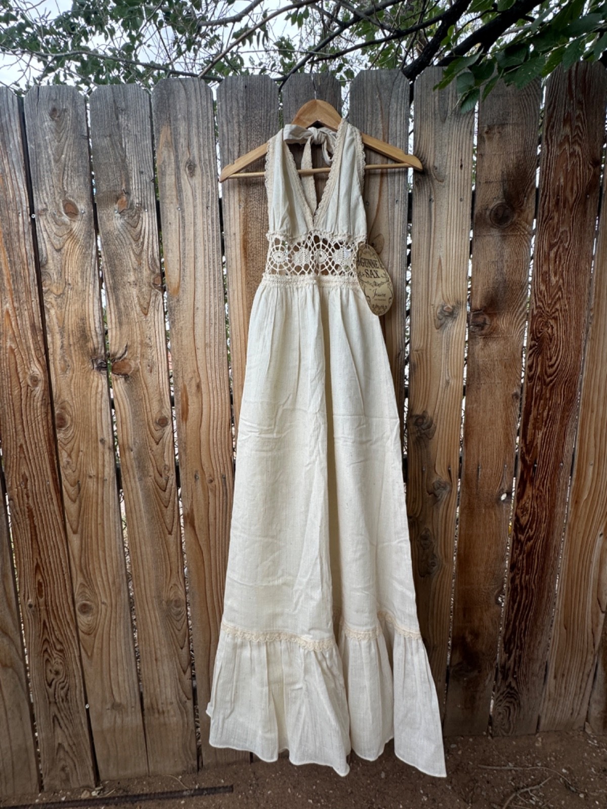 VTG GUNNE SAX Halter Maxi Dress with original tag Dead Stock 1970s Gown