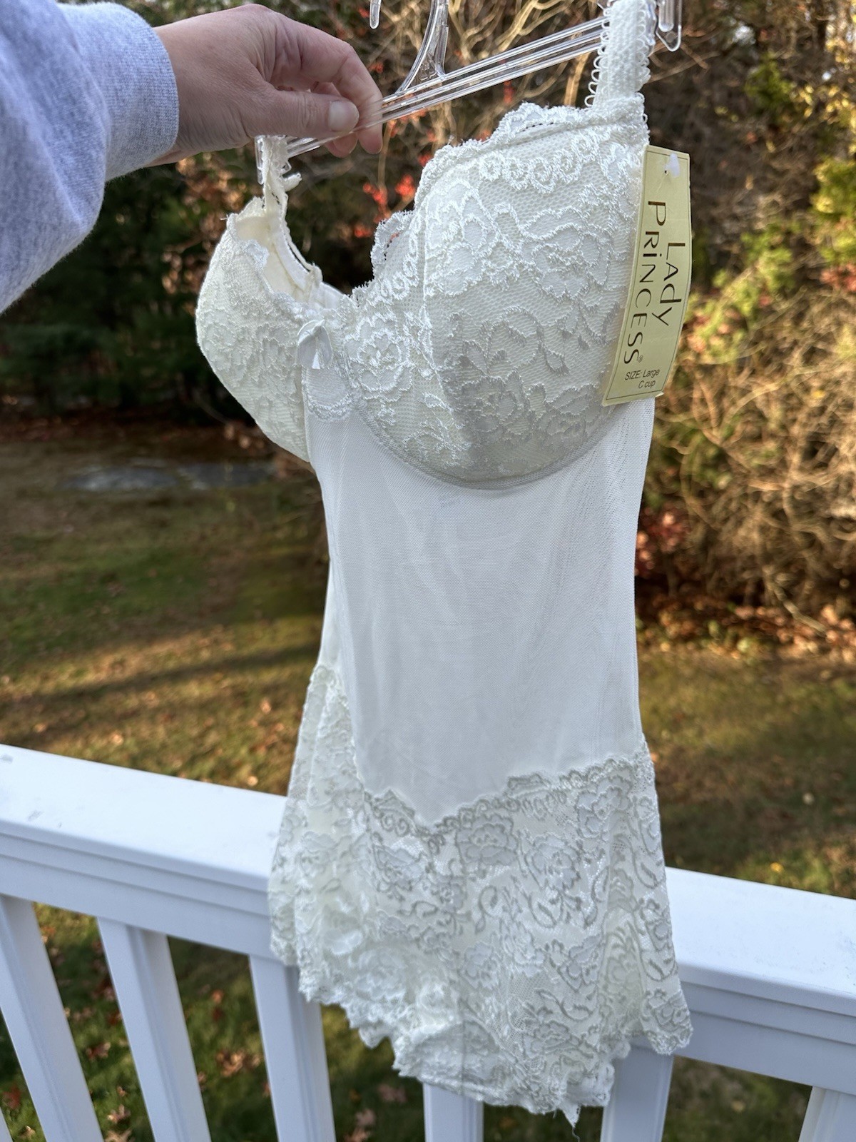 NEW Vintage Lady Princess Teddy Retro Lace Lingerie Romper Size Large /C cup