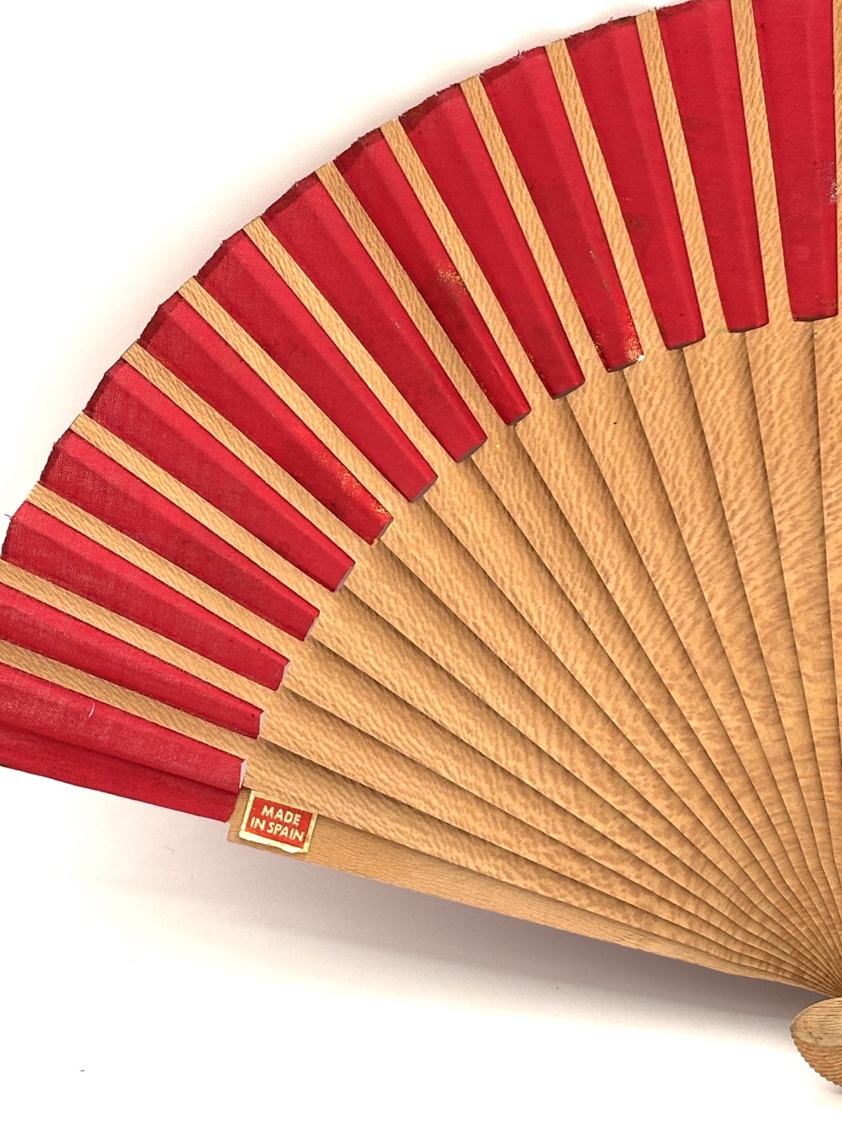 Vintage Hand Painted Spanish Fan with Lacquered Wood Frame