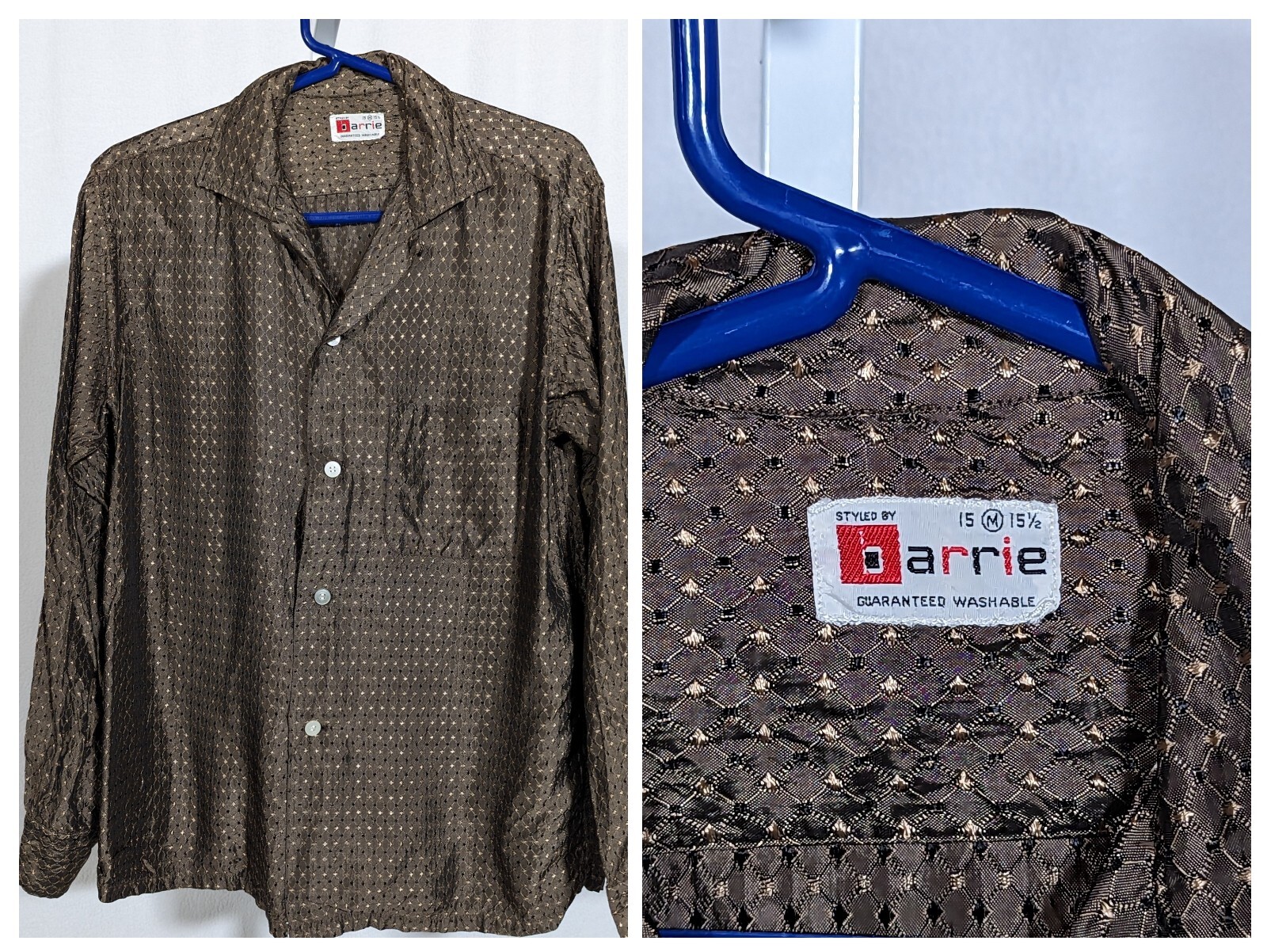Chester Barrie Saville Row London Vtg 50s 60s Loopneck Atomic Geometric Shirt M