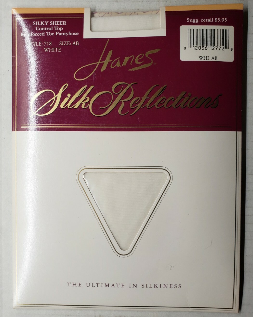 Vintage Hanes Silk Reflections Pantyhose Size AB 718 White Sheer