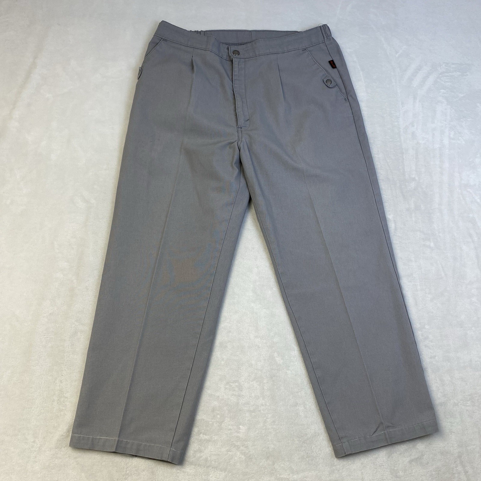 Rare Vintage Levis Movin’ On Zip Elastic Waist Casual Gray Cotton Pants 32×25