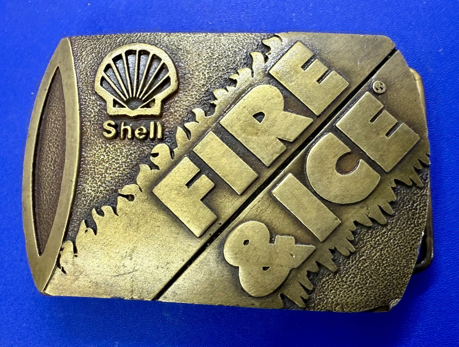 Shell Fire & Ice Motor Oil Gas Station Automotive Promotional IMC Belt Buckle