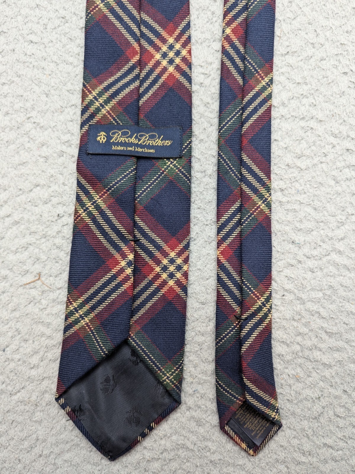 Vintage Brooks Brothers Makers Mens Tie Plaid 100% Wool Made in USA *flaws*