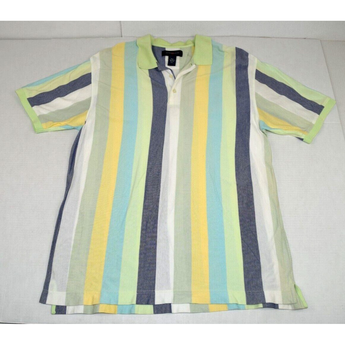 Vintage Shirt Alexander Julian Size XXL 90s Sea Green Blue Stripe Cotton Polo