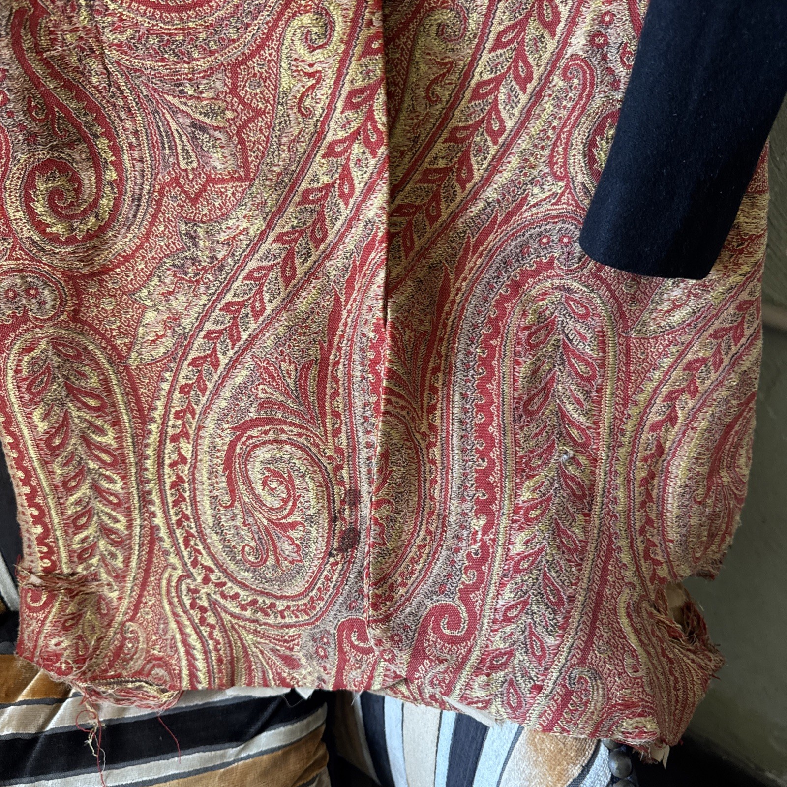 Antique Edwardian Paisley Wool Coat Soutache Closures Bonwit & Teller Vintage