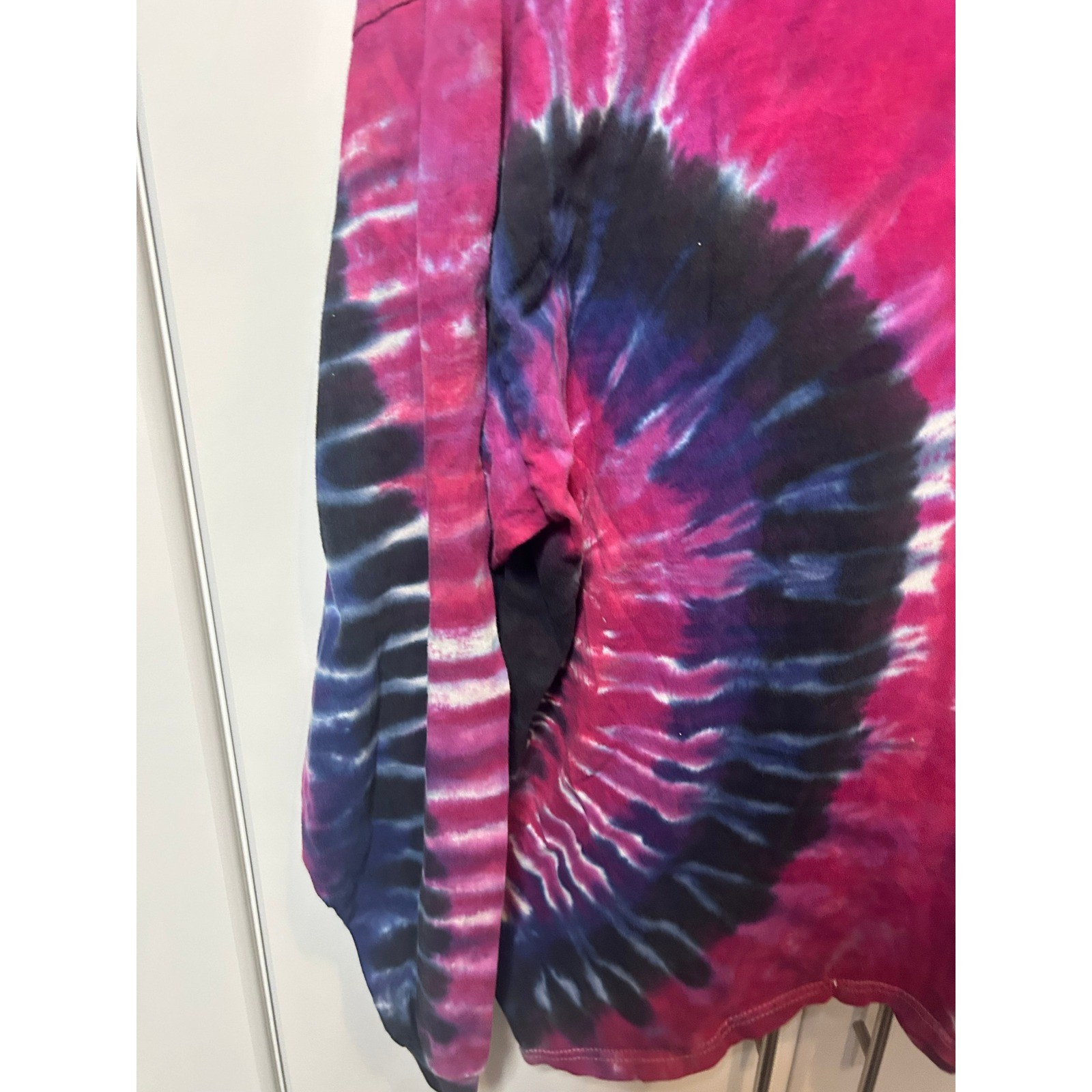 Vintage Hanes Beefy-T Tie Dye Long Sleeve Shirt Mens XXL Magenta Purple 90s Tee