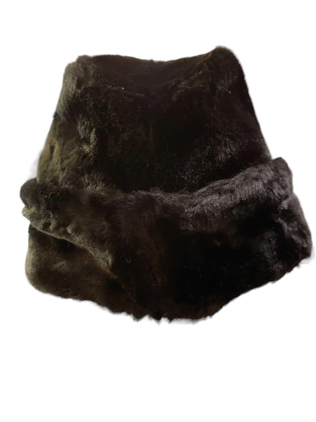 Vintage United Hatters Black Faux Fur Pinch Hat Cap Millinery USA Mens L