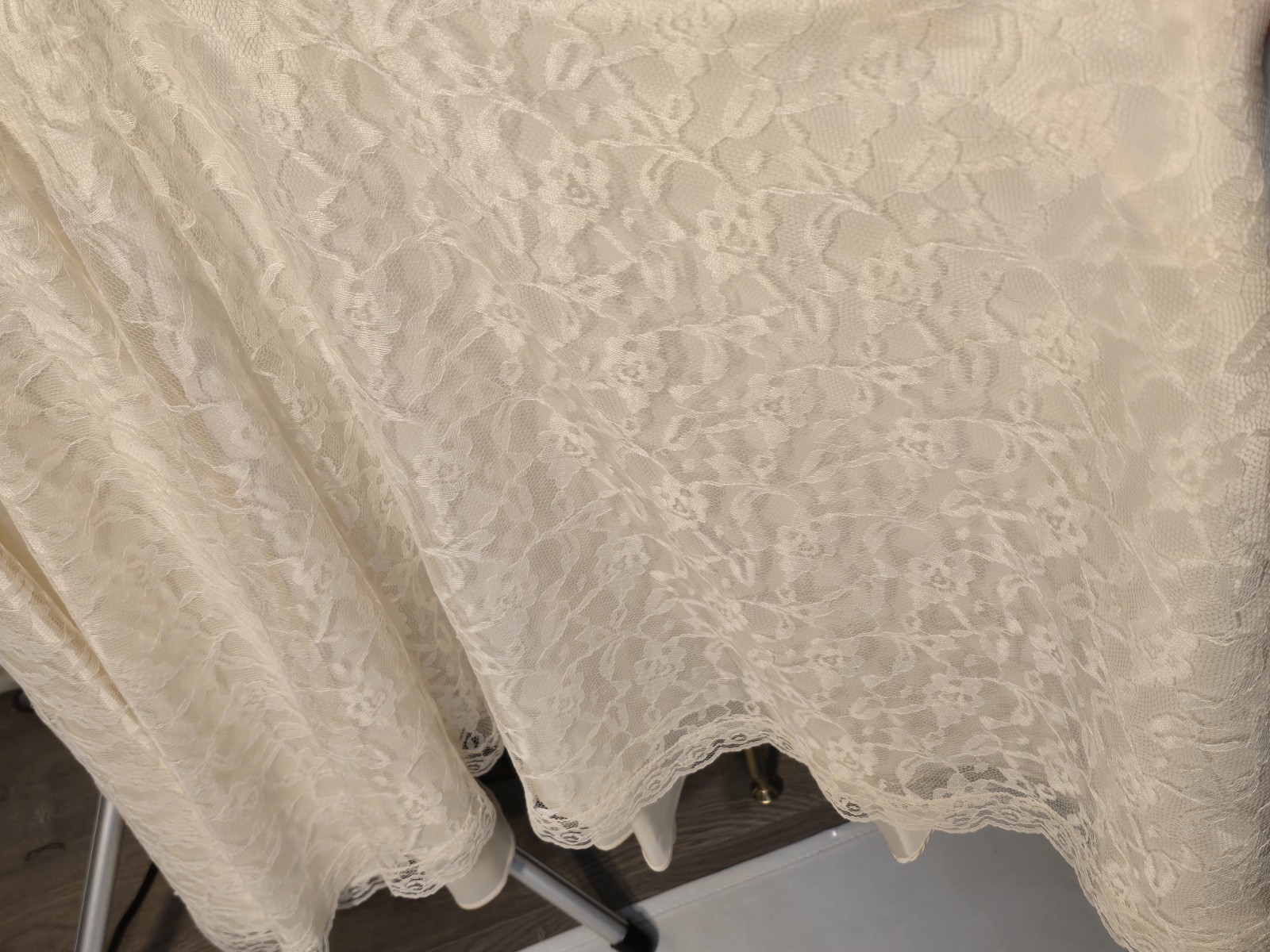 Vintage HW Collections Ivory Lace Drop Waist Dress Bridal Size 11-12 U.S.A Made