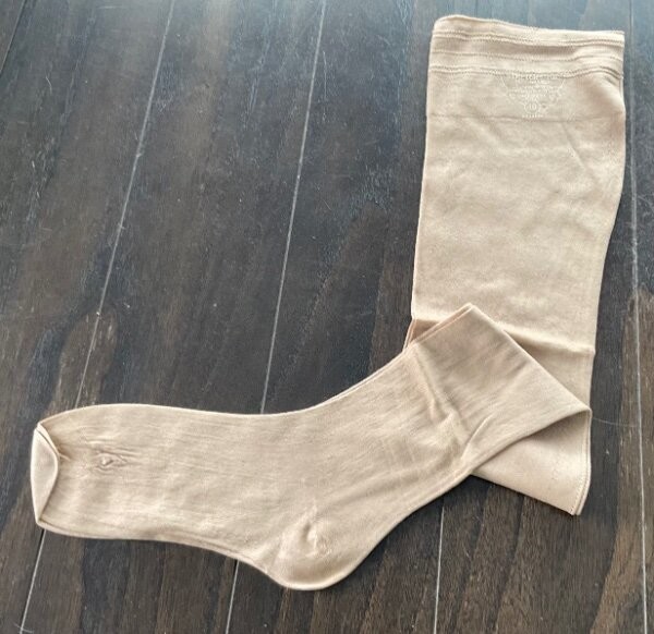 Vtg Beige Cotton Stockings Early Vintage Sz 10 Lngth 30 Very Soft