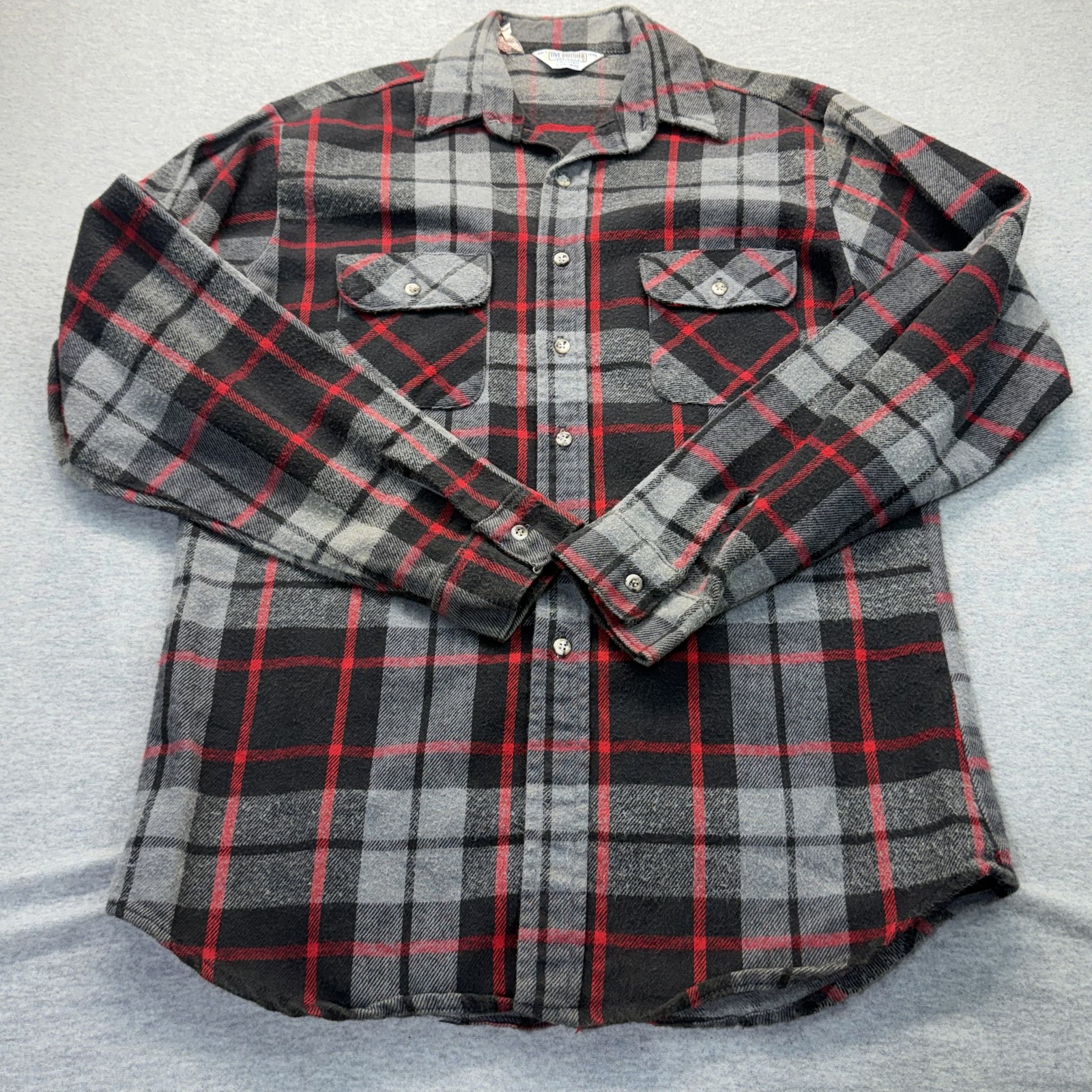 Five Brother Flannel Shirt Mens L Tall Plaid Red