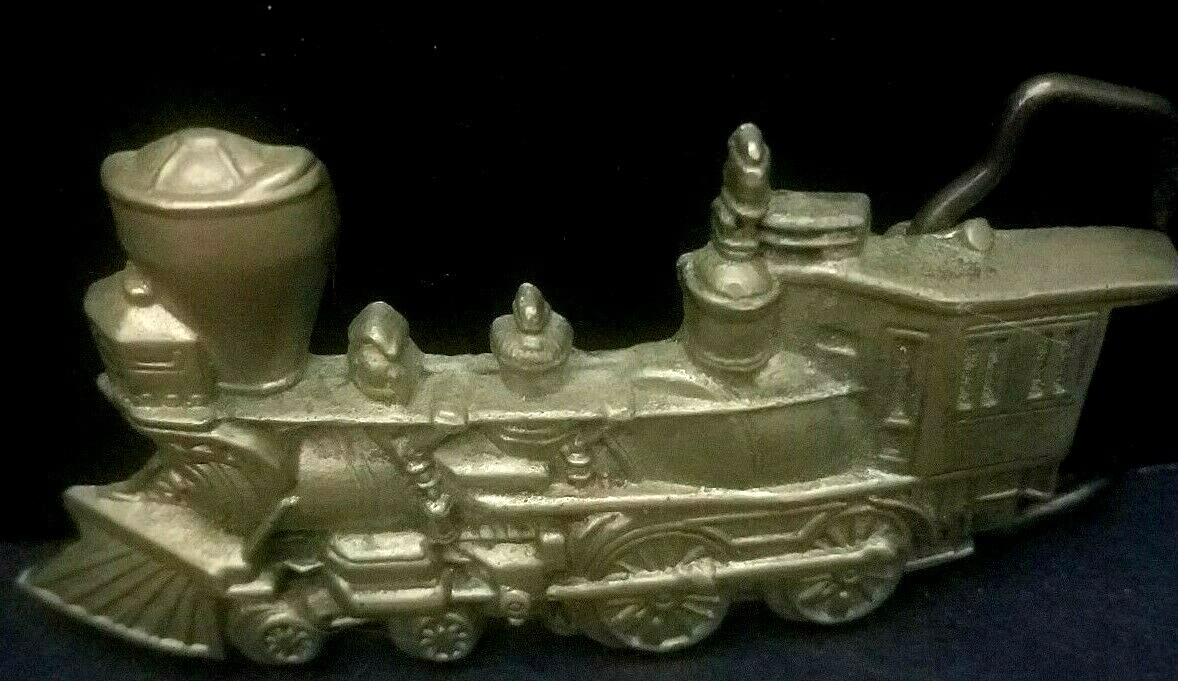 UNUSED 1978 Train Engine Baron Belt Buckle Solid Brass G101 Vintage 4″