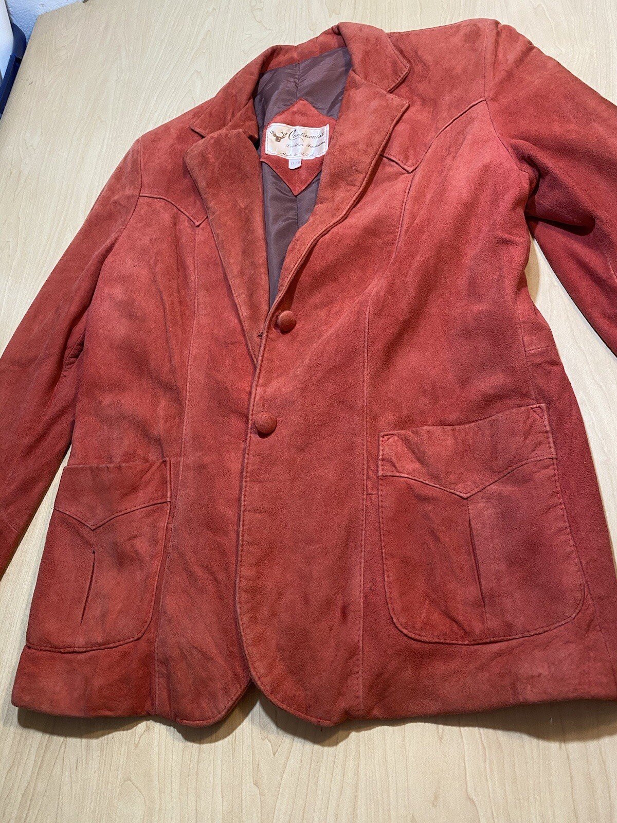 1980’s Vintage Continental Leather Fashions Red Jacket Blazer Size 17/18 USA