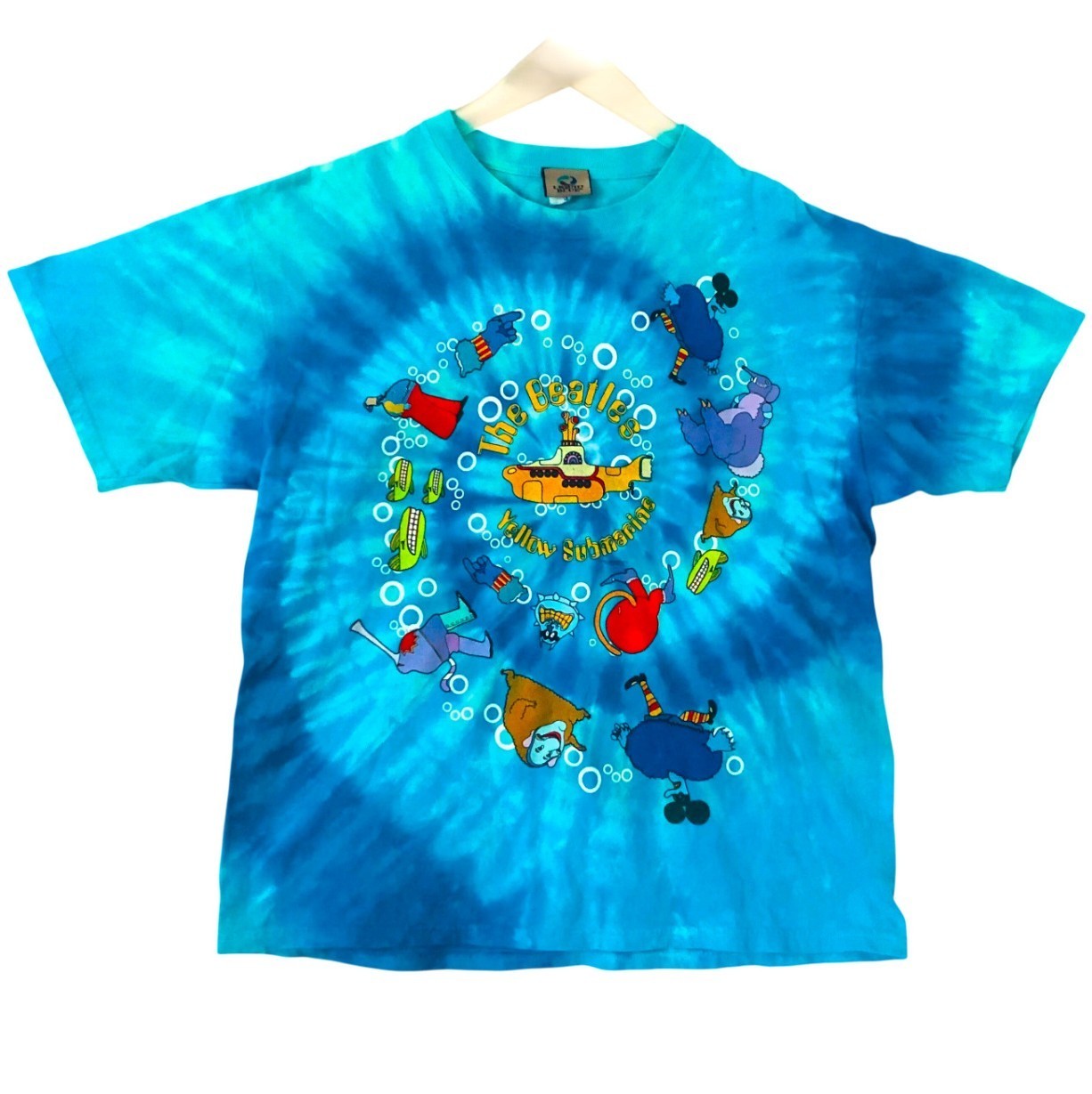 Vintage LIQUID BLUE Beatles Yellow Submarine Tie Dye Blue Graphic Unisex Sz L