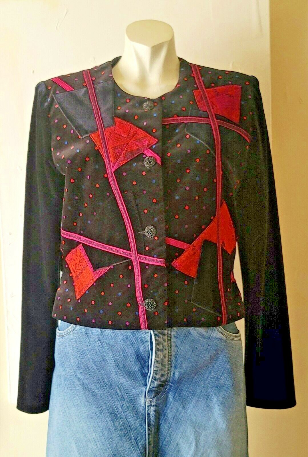 Designer Black Velvet Canvasbacks Women’s Jacket Blazer Size 6