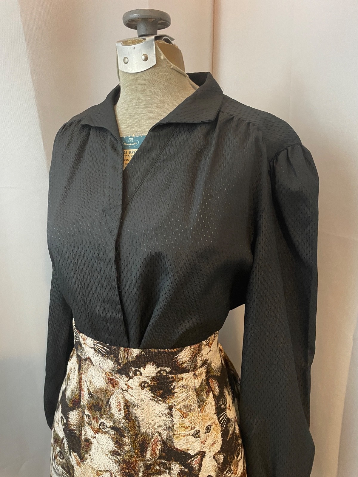 Silky Black Blouse 1970s Vintage Secretary Lady Manhattan 8 M