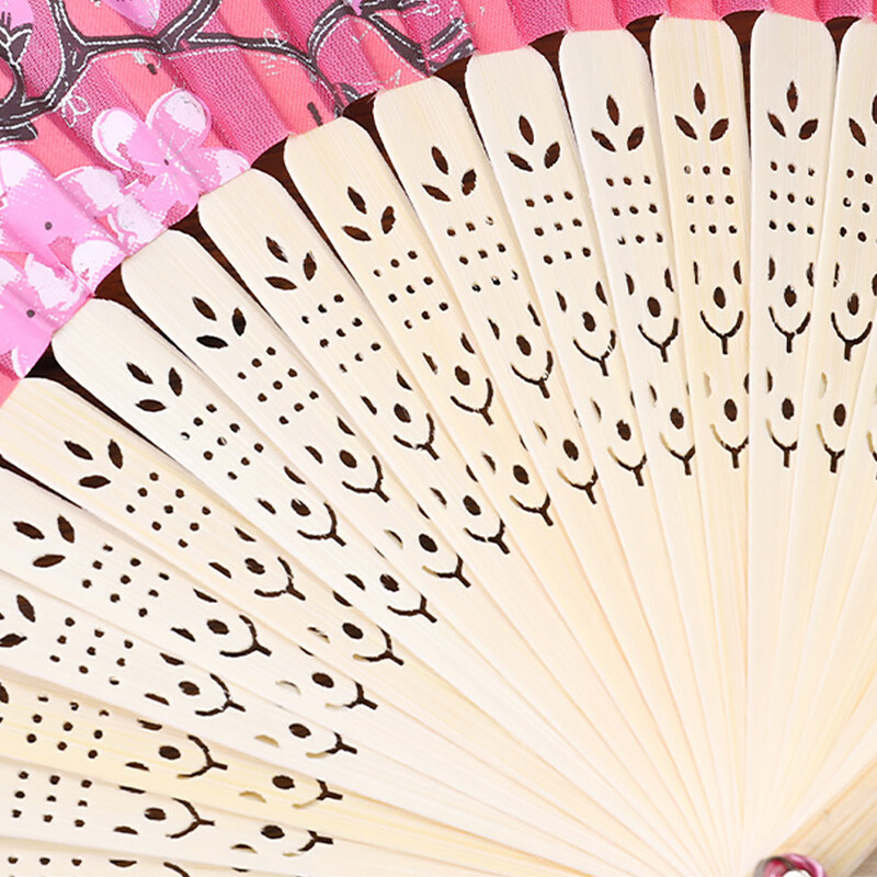 Folding Fan Chinese Style Silk Bamboo Hand Held Fans Dance Party Wedding Favors