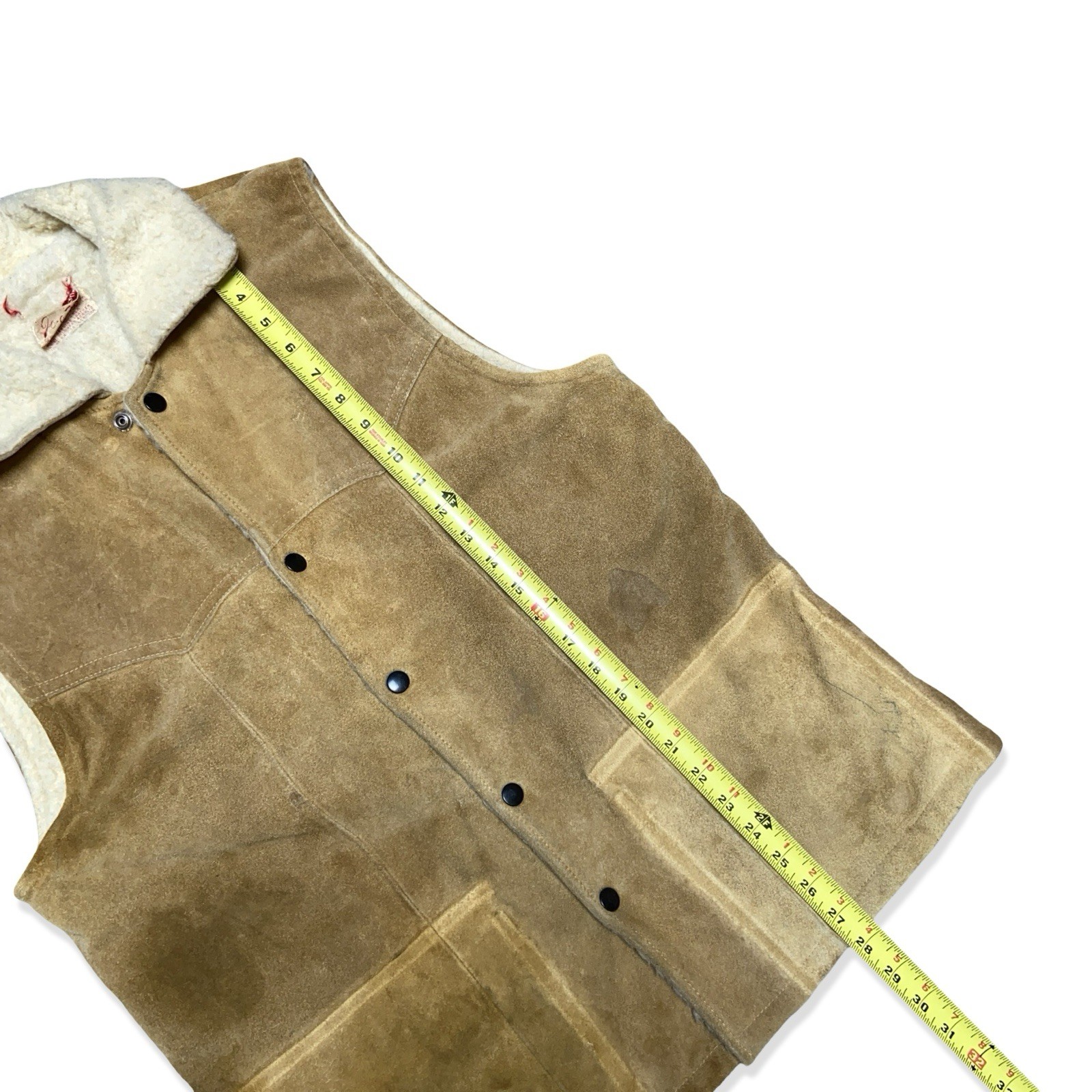 Vintage 60s Jo O Kay Shearling Style Vest Genuine Leather Worn