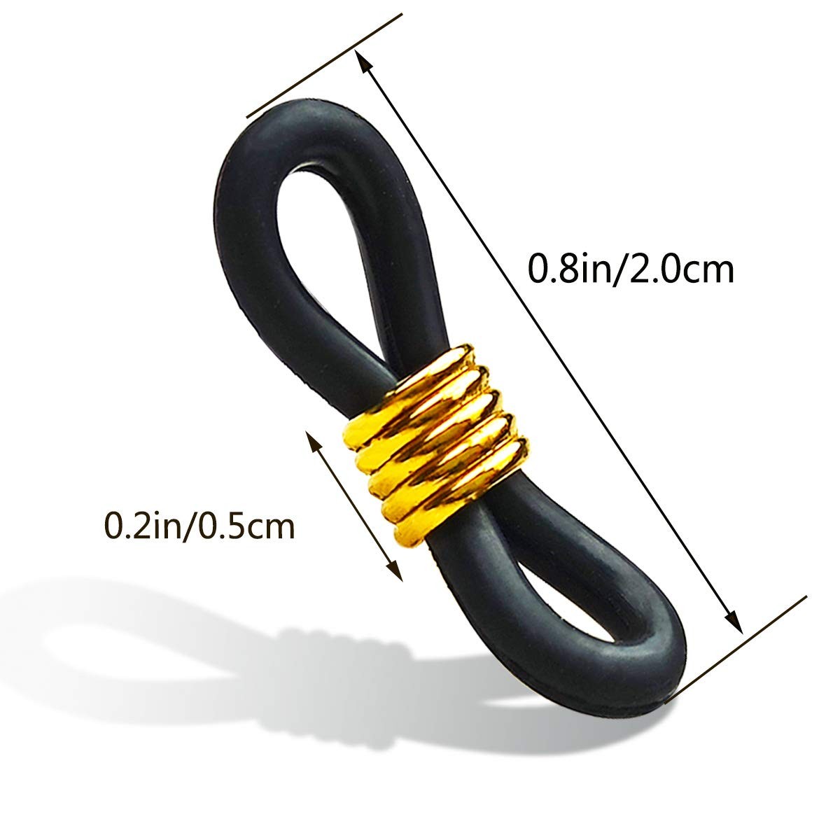 TTSAM 40 Pieces Eyeglass Chain Ends Adjustable 20 x 4mm, Black and Gold