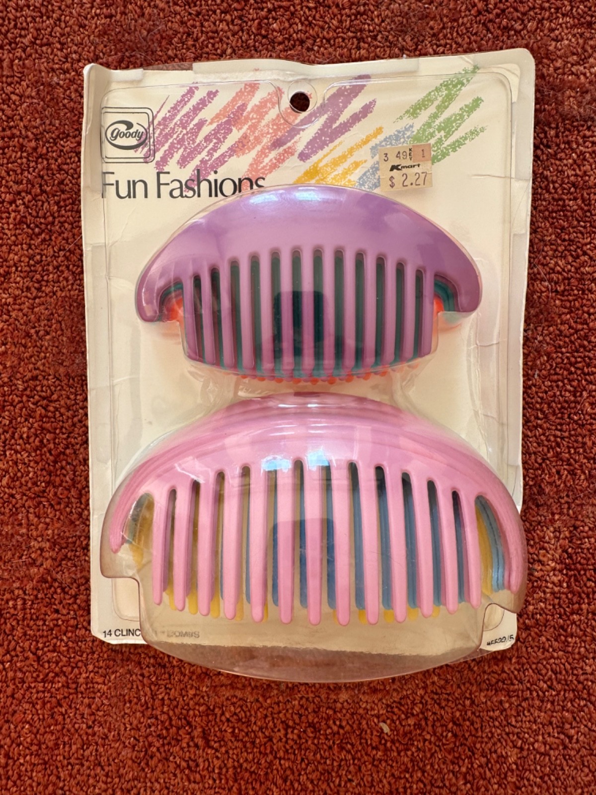 Vintage Vtg 1988 Goody 7 Pair Clinch-It Combs 3 large 4 small sets USA 80s NEW
