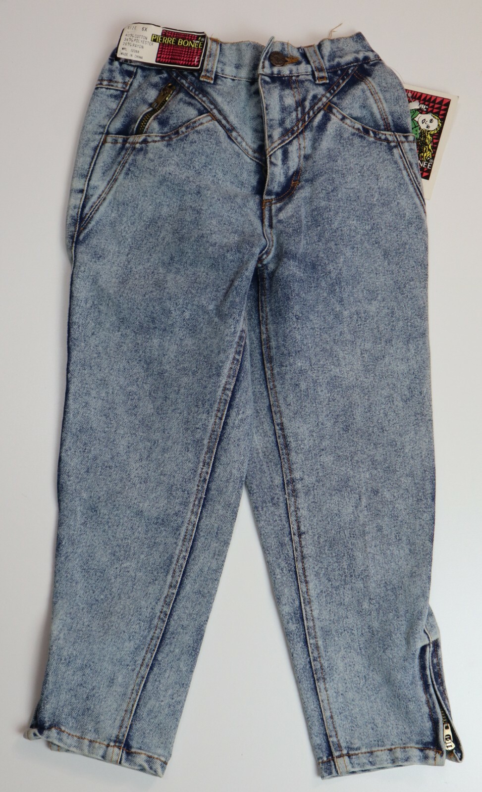 VINTAGE GIRL’S ACID WASH JEANS – PIERRE BONEE – SIZE 6X – 80s 90s