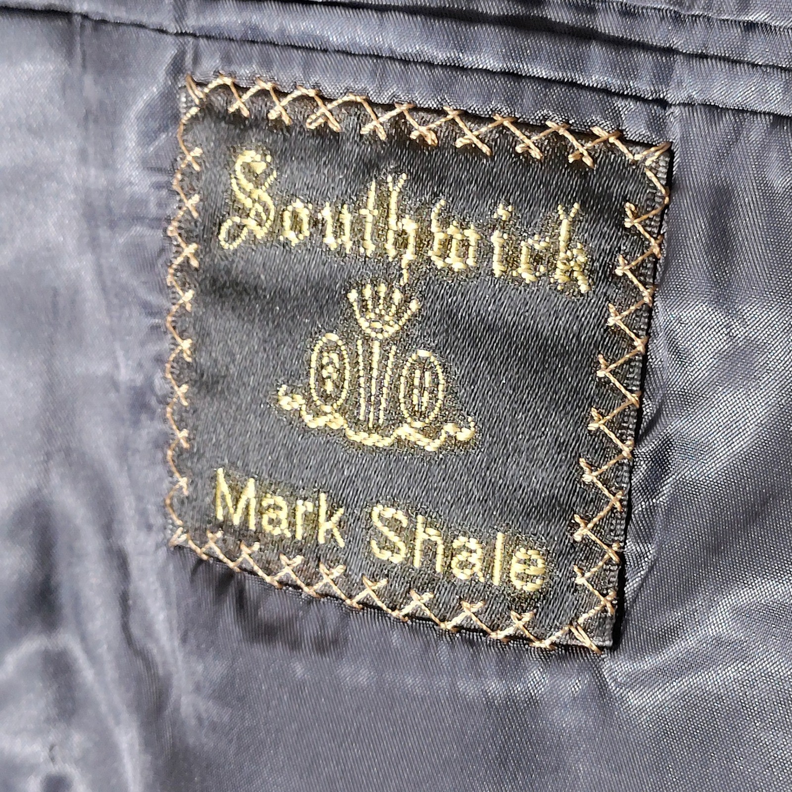 Southwick Mark Shale Mens Navy Blue Wool Blazer Gold Crest Buttons USA Made 42R
