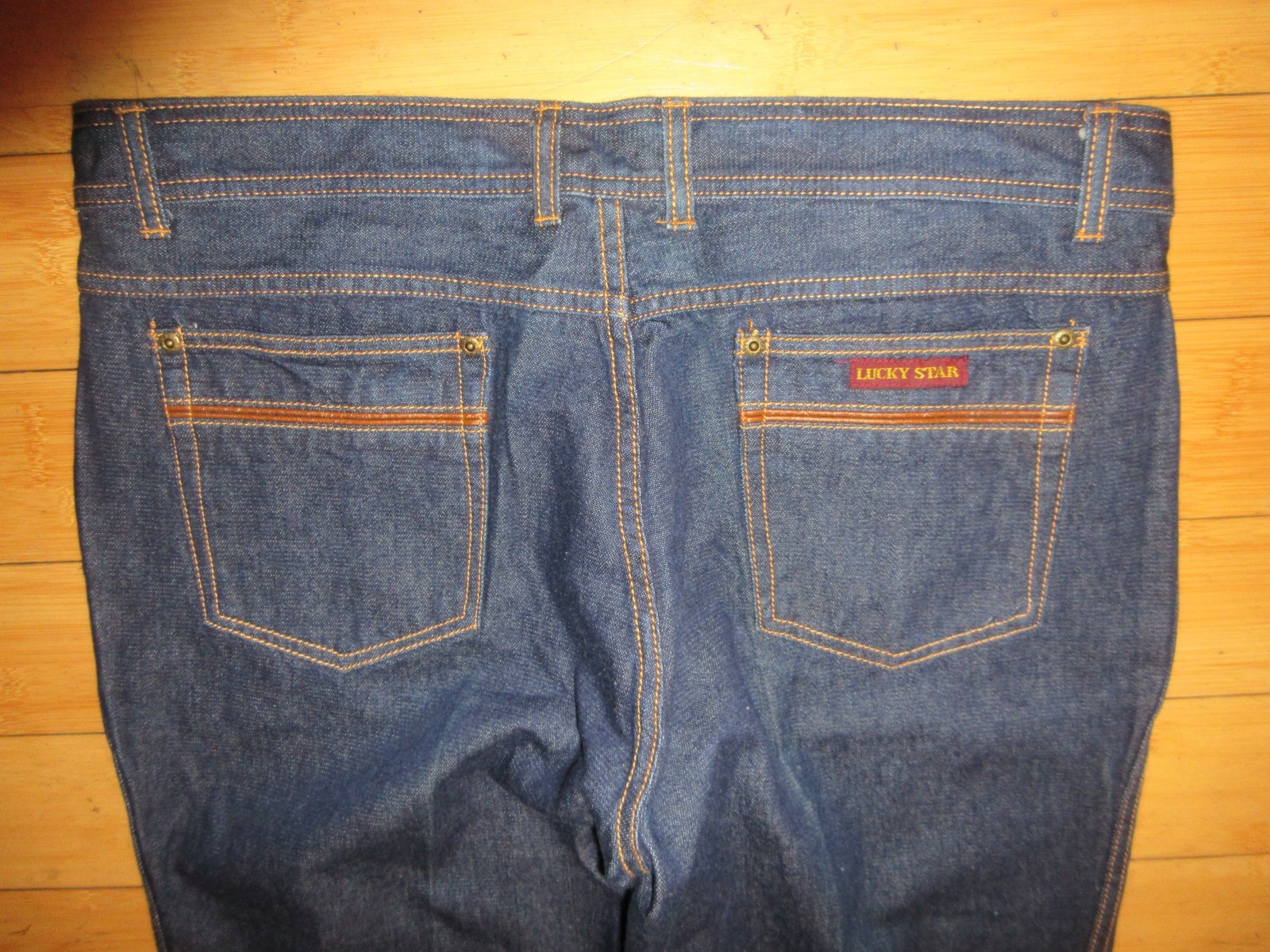 Lucky Star Men’s Indigo 1980’s Straight Leg Cotton Denim Jeans 38 x 30 NOS VTG
