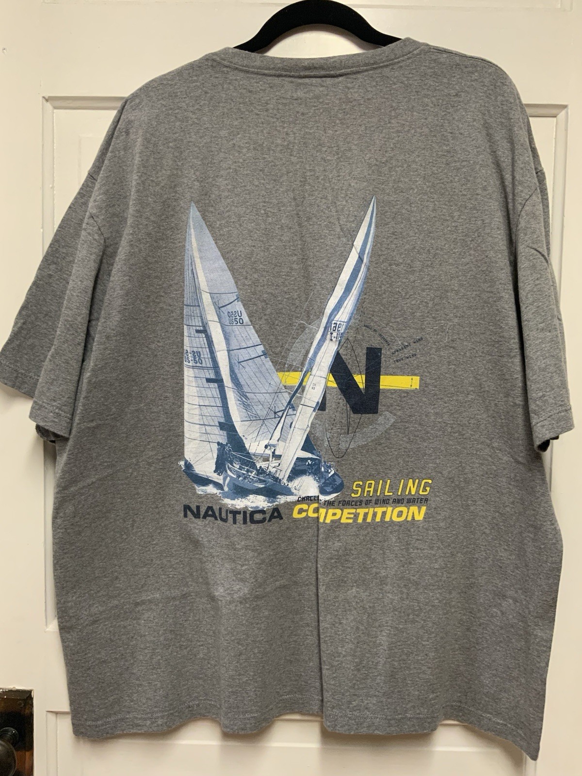 Nautica Back Sail T Shirt Mens 2XL Gray